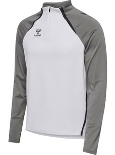 Hummel long-sleeve shirt hmlLEAD 2.0 Half Zip (recycled polyester, high breathability) white/grey men's