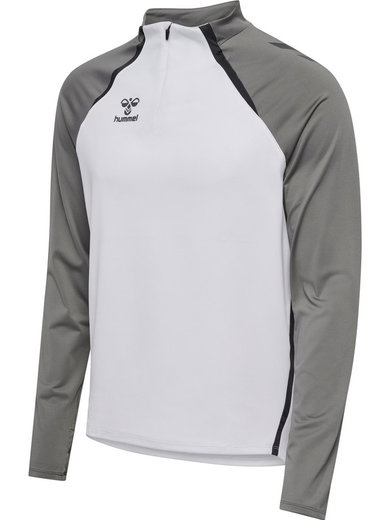 hummel Langarmshirt hmlLEAD 2.0 Half Zip (rec. Polyester, hohe Atmungsaktivität) weiss/grau Herren