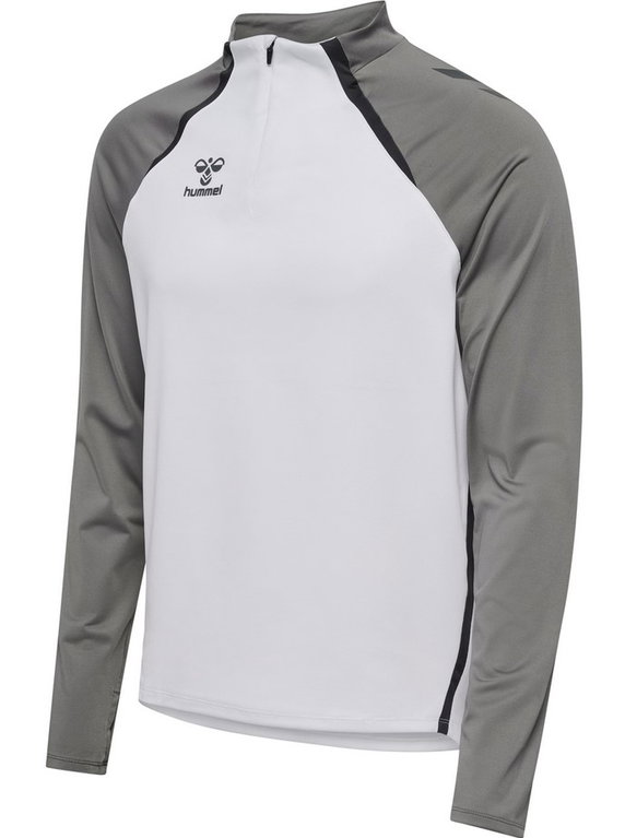 hummel Langarmshirt hmlLEAD 2.0 Half Zip (rec. Polyester, hohe Atmungsaktivität) weiss/grau Herren