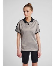 hummel Sport-Polo hmlAUTHENTIC Functional (weicher Jerseystoff) Kurzarm grau Damen