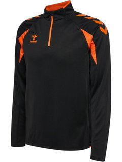 hummel Sportowa koszulka z długim rękawem hmlCORE 2.0 Half Zip (optymalna swoboda ruchów) czarna/pomarańczowa męska