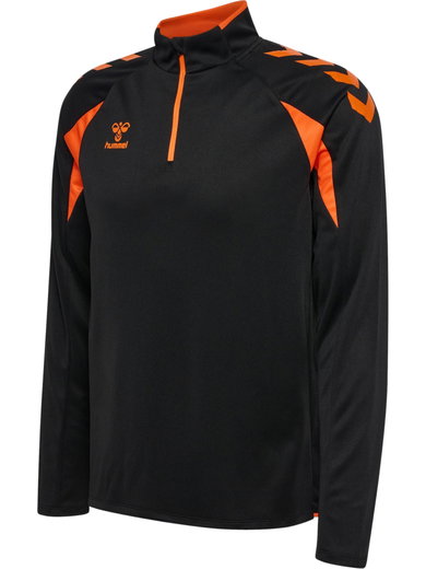 hummel Sport Long Sleeve Shirt hmlCORE 2.0 Half Zip (optimal freedom of movement) black/orange men's