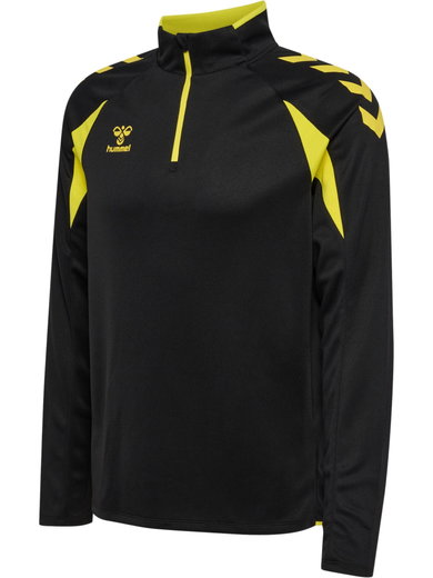 hummel Sport-Langarmshirt hmlCORE 2.0 Half Zip (optimale Bewegungsfreiheit) schwarz/gelb Herren