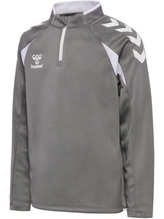 hummel Sportowa koszulka z długim rękawem hmlCORE 2.0 Half Zip (optymalna swoboda ruchów) szara/biała dla chłopców