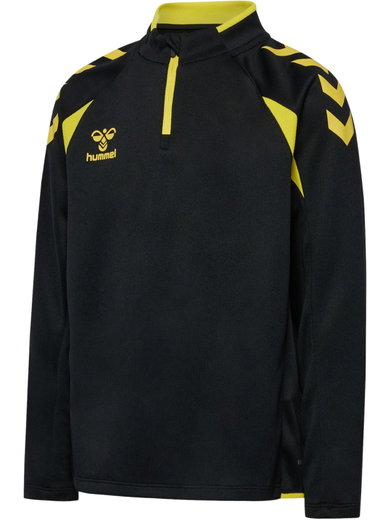 hummel Sport-Langarmshirt hmlCORE 2.0 Half Zip (optimale Bewegungsfreiheit) schwarz/gelb Jungen