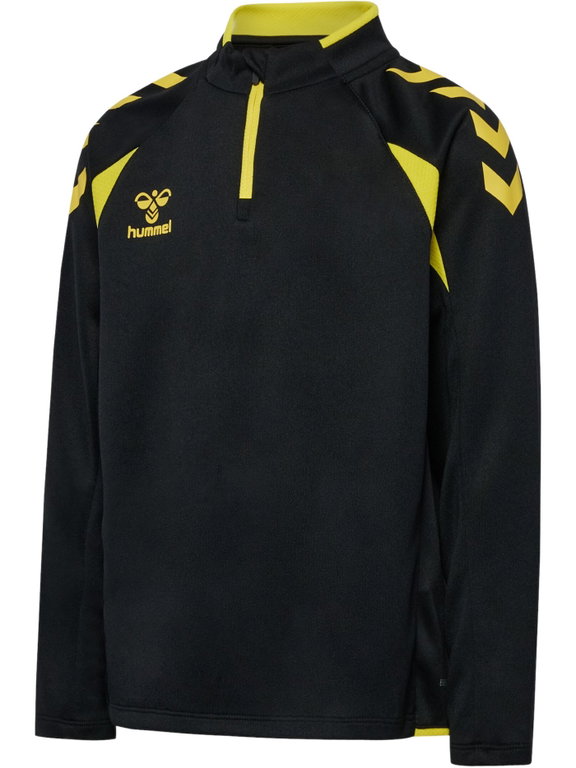 hummel Sport-Langarmshirt hmlCORE 2.0 Half Zip (optimale Bewegungsfreiheit) schwarz/gelb Jungen