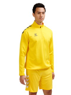 hummel Sport-Langarmshirt hmlCORE XK Half-Zip Poly Sweat (Polyester-Sweatstoff) gelb Herren