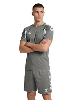 hummel Sport-Shirt hmlCORE 2.0 (rec. Polyester, optimale Bewegungsfreiheit) kurzarm grau/weiss Herren