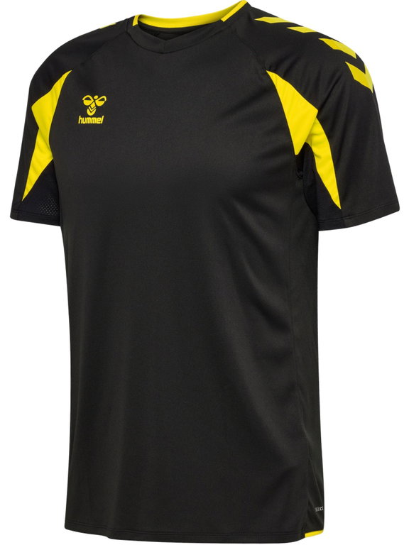 hummel Sport-Shirt hmlCORE 2.0 (rec. Polyester, optimale Bewegungsfreiheit) kurzarm schwarz/gelb Herren