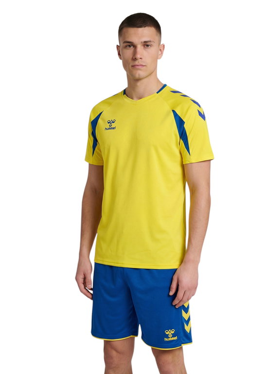 hummel Sport-Shirt hmlCORE 2.0 (rec. Polyester, optimale Bewegungsfreiheit) kurzarm gelb/blau Herren