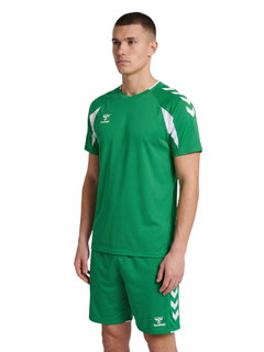hummel Sport-Shirt hmlCORE 2.0 (rec. Polyester, optimale Bewegungsfreiheit) kurzarm grün/weiss Herren