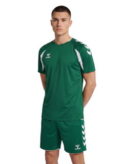hummel Sport-Shirt hmlCORE 2.0 (rec. Polyester, optimale Bewegungsfreiheit) kurzarm dunkelgrün/weiss Herren
