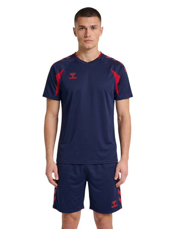 hummel Sport-Shirt hmlCORE 2.0 (rec. Polyester, optimale Bewegungsfreiheit) kurzarm marineblau/rot Herren