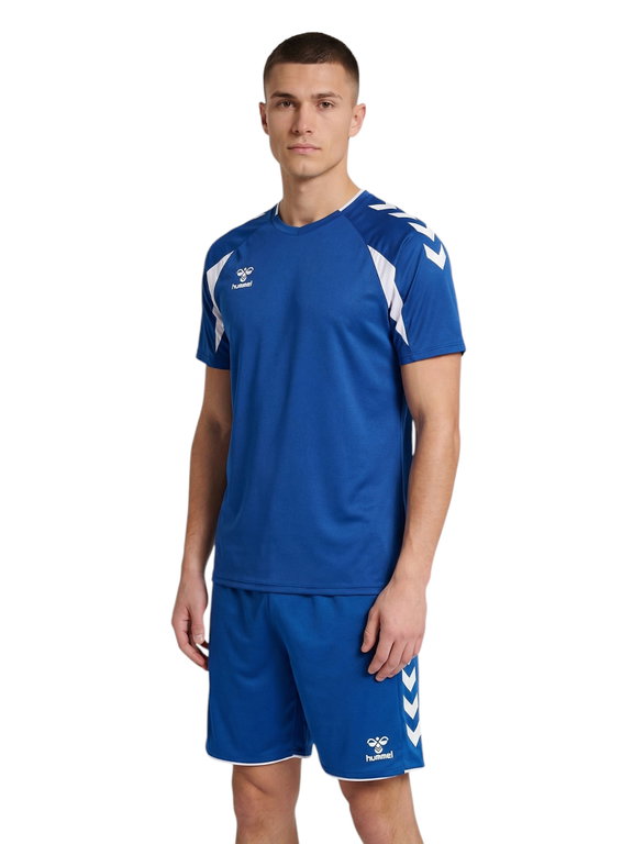 hummel Sport-Shirt hmlCORE 2.0 (rec. Polyester, optimale Bewegungsfreiheit) kurzarm blau/weiss Herren