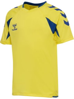 hummel Sport-Shirt hmlCORE 2.0 (rec. Polyester, optimale Bewegungsfreiheit) kurzarm gelb/blau Jungen