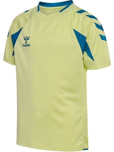 hummel Sport-Shirt hmlCORE 2.0 (rec. Polyester, optimale Bewegungsfreiheit) kurzarm limegrün/blau Jungen