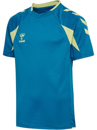 hummel Sport-Shirt hmlCORE 2.0 (rec. Polyester, optimale Bewegungsfreiheit) kurzarm blau/limegrün Jungen