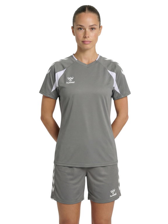 hummel Sport Shirt hmlCORE 2.0 (recycled polyester, optimal freedom of movement) grey/white ladies