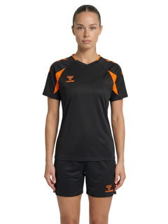 hummel Sport-Shirt hmlCORE 2.0 (rec. Polyester, optimale Bewegungsfreiheit) schwarz/orange Damen