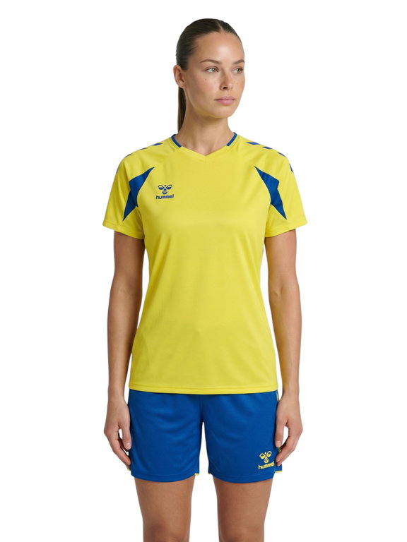 hummel Sport-Shirt hmlCORE 2.0 (rec. Polyester, optimale Bewegungsfreiheit) kurzarm gelb/blau Damen