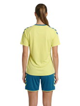 hummel Sport Shirt hmlCORE 2.0 (recycled polyester, optimal freedom of movement) short sleeve light yellow/blue ladies