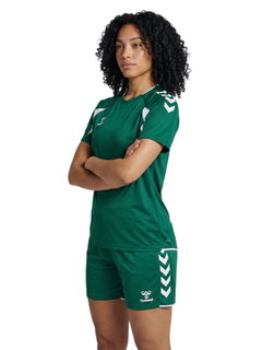 hummel Sport-Shirt hmlCORE 2.0 (rec. Polyester, optimale Bewegungsfreiheit) kurzarm dunkelgrün/weiss Damen