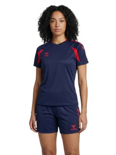 hummel Sport Shirt hmlCORE 2.0 (recycled polyester, optimal freedom of movement) short-sleeved navy/red ladies