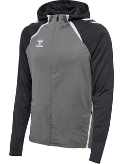 hummel Sportowa kurtka treningowa hmlLEAD 2.0 Zip Hoodie (wysoka oddychalność, szybkoschnąca) szaro/czarna Mężczyźni