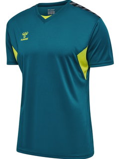 hummel Sportowa koszulka hmlAUTHENTIC Jersey (100% poliester) Krótki rękaw koralowo-niebieska/lime zielona Mężczyźni