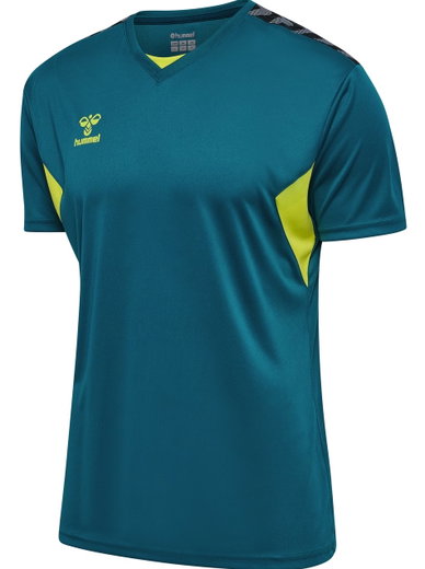 hummel Sport-Tshirt hmlAUTHENTIC Jersey (100% Polyester) Kurzarm coralblau/limegrün Herren