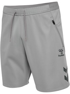 hummel Trainingshose hmlCIMA 2.0 Shorts (rec. Polyester, mit Reißverschlusstaschen) kurz grau Herren