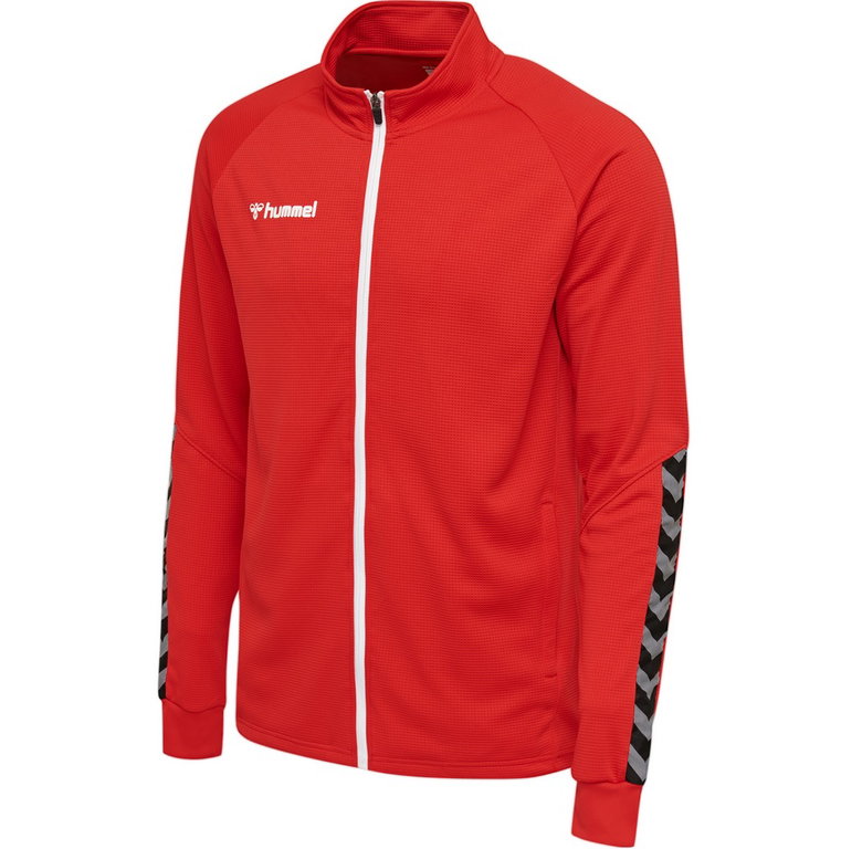 hummel Sport-Trainingsjacke hmlAUTHENTIC Poly Zip (gestrickter Polyester, mit Reißverschlusstaschen) rot Kinder