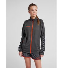 hummel Sport-Trainingsjacke hmlAUTHENTIC Poly Zip (gestrickter Polyester, mit Reißverschlusstaschen) asphaltgrau Damen
