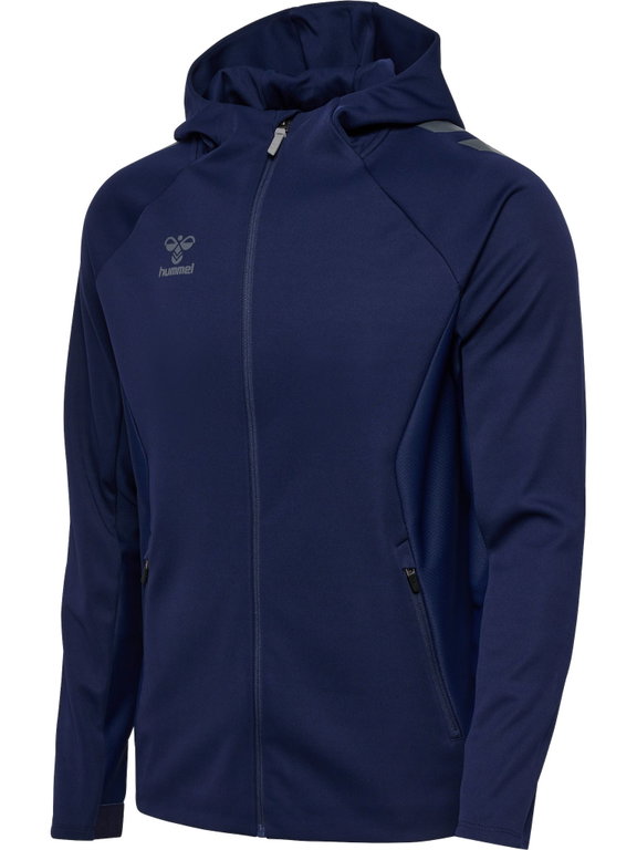 hummel Kurtka treningowa hmlCIMA 2.0 Zip Hoodie (recyklingowany poliester, z kapturem) granatowa Męska