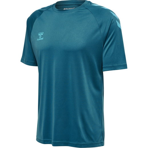 hummel Koszulka sportowa hmlCORE XK Core Poly (materiał interlock) Krótki rękaw koralowo-niebieska Mężczyźni