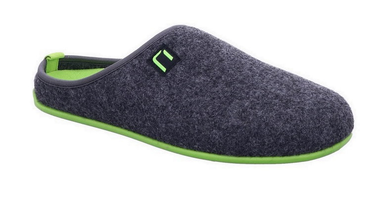 nanga Hausschuhe Pantoffel Wool Slipper - 100% Schurwolle - grau/grün (Größe 41-42)