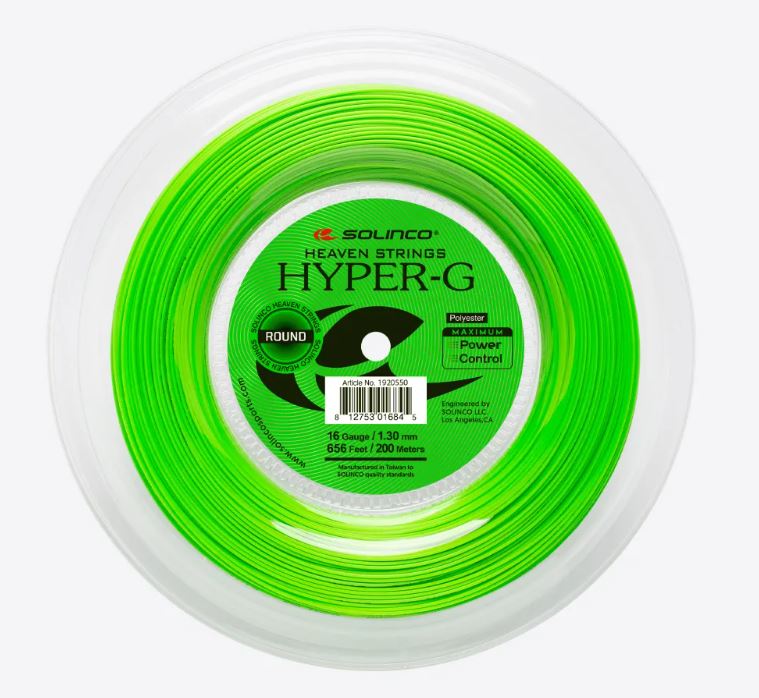 Solinco Tennissaite Hyper G Round (Haltbarkeit) grün 200m Rolle