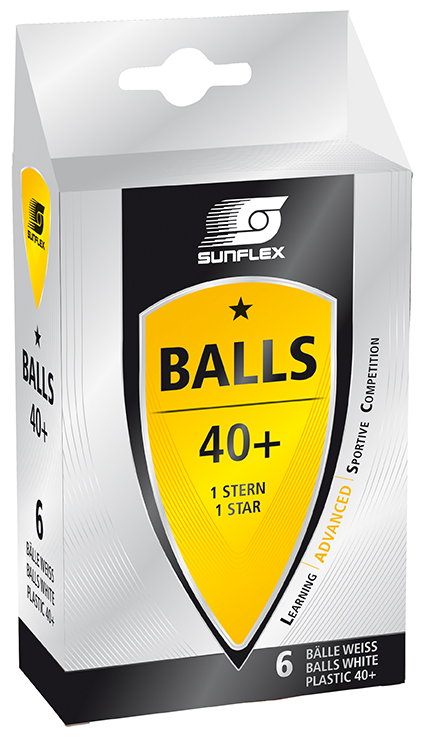 Sunflex Tischtennisball 1-Stern (Plastikball 40+) weiss 6er Kartonverpackung