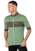 super natural Fahrrad-Shirt Gravier Camisa (Merinowolle, 3 Rückentaschen) grün Herren