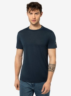super natural Freizeit-Tshirt Essential (Merino-Mix) dunkelblau Herren