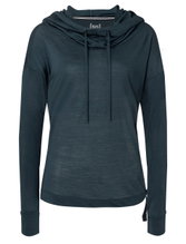 super natural Bluza z kapturem Funnel Hoodie (wełna merino) granatowa damska