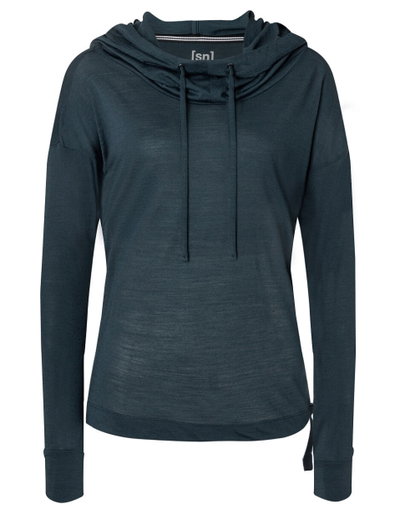 super natural Kapuzenpullover Funnel Hoodie (Merinowolle) dunkelblau Damen