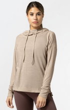 super natural Kapuzenpullover Funnel Hoodie (Merinowolle) beige Damen