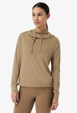 super natural Funnel Hoodie (Merino Wool) sand brown Ladies