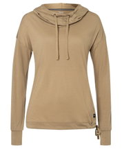 super natural Funnel Hoodie (Merino Wool) sand brown Ladies