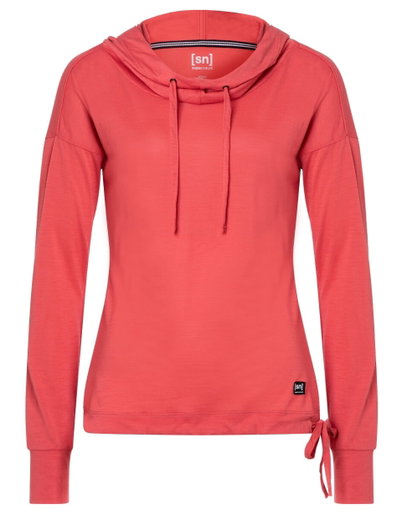 super natural Kapuzenpullover Funnel Hoodie (Merinowolle) rot Damen