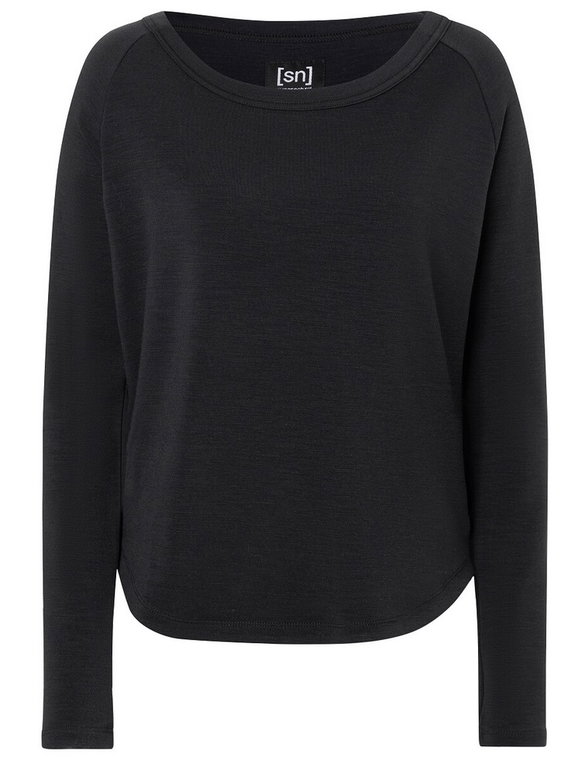 super natural Langarmshirt Everyday Crew (Merino-Mix) schwarz Damen