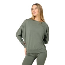 super natural Yoga-długi rękaw koszulka Kula Top (wełna merino) eukaliptusowa zieleń damska