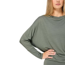 super natural Yoga Long Sleeve Shirt Kula Top (Merino Wool) eucalyptus green Ladies