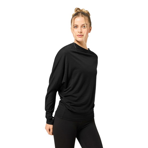 super natural Yoga-Langarmshirt Loose (hoher Tragekomfort) schwarz Damen
